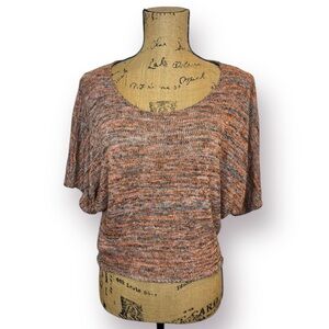 Mingle Juniors L Y2K Multicolor Short Sleeve Lightweight Open Back Knit Top